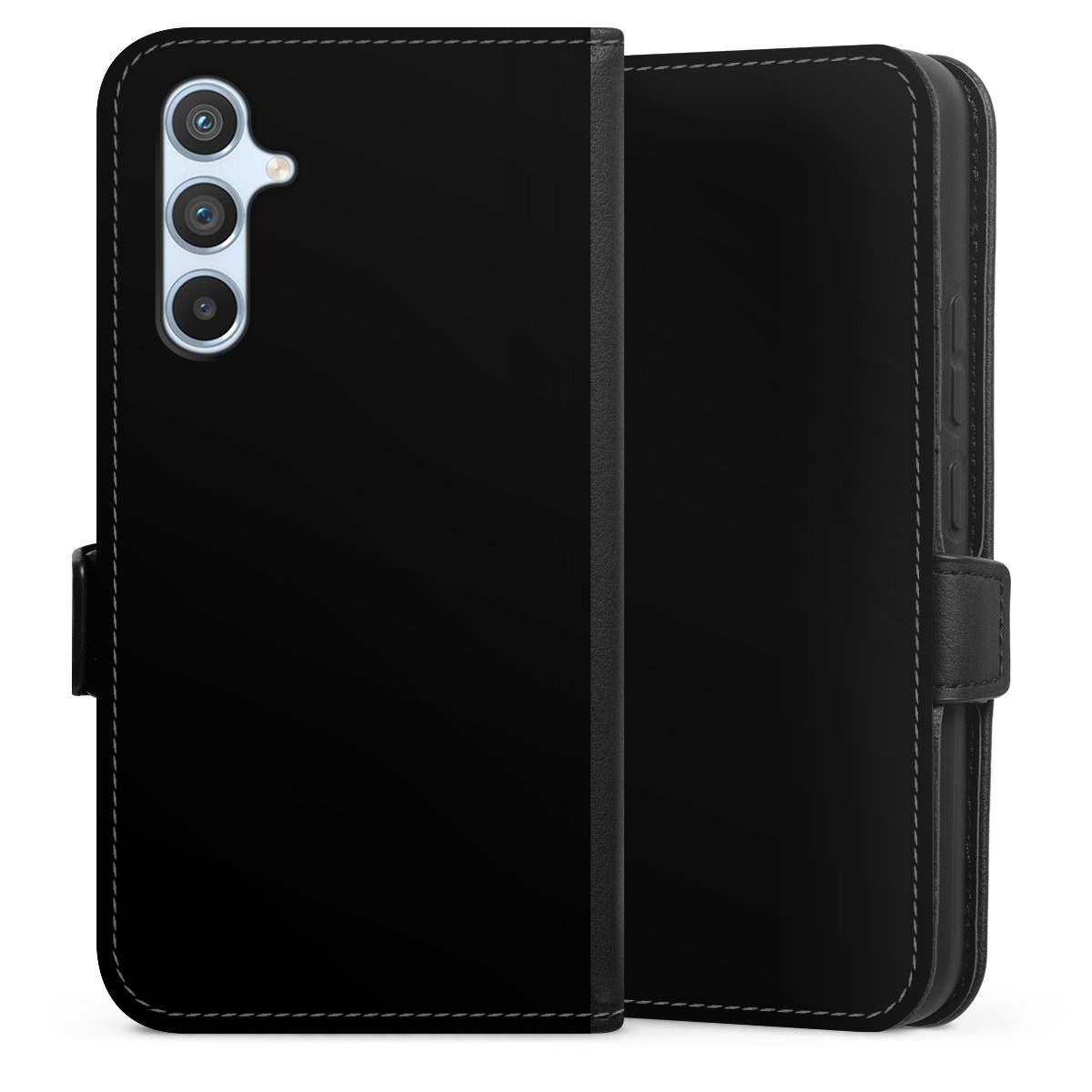 Galaxy A54 5G Handy Klapphülle Handyhülle aus Kunst Leder schwarz Flip Case Black Colour Unicoloured Sideflip mit Lasche