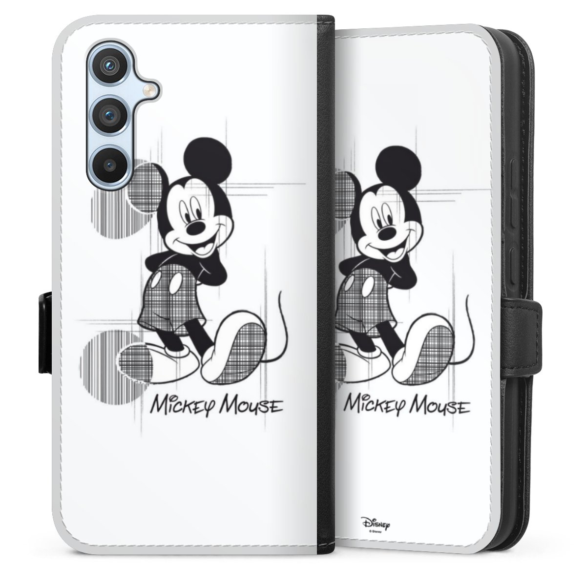 Galaxy A54 5G Handy Klapphülle Handyhülle aus Kunst Leder schwarz Flip Case Disney Official Licensed Product Mickey Mouse Sideflip mit Lasche