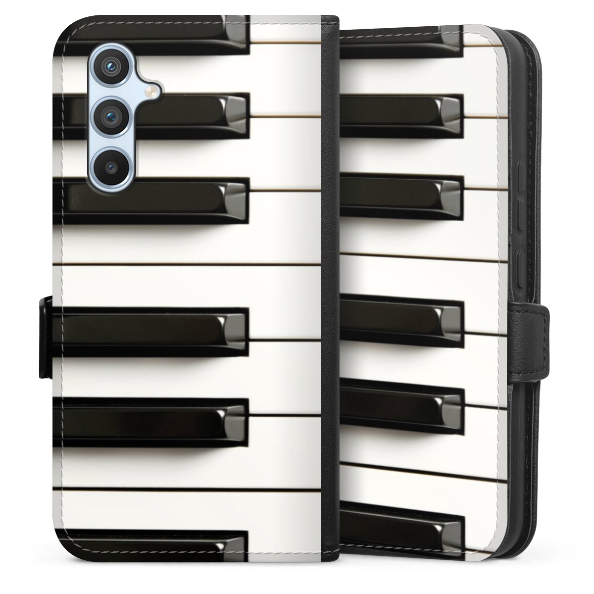 Galaxy A54 5G Handy Klapphülle Handyhülle aus Kunst Leder schwarz Flip Case Klavier Piano Music Sideflip mit Lasche