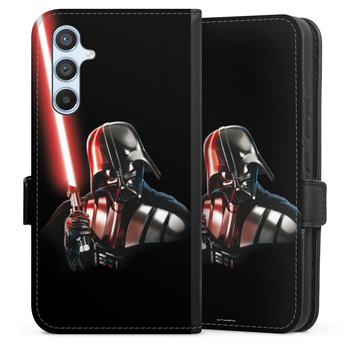 Galaxy A54 5G Handy Klapphülle Handyhülle aus Kunst Leder schwarz Flip Case Star Wars Merchandise Darth Vader Sideflip mit Lasche