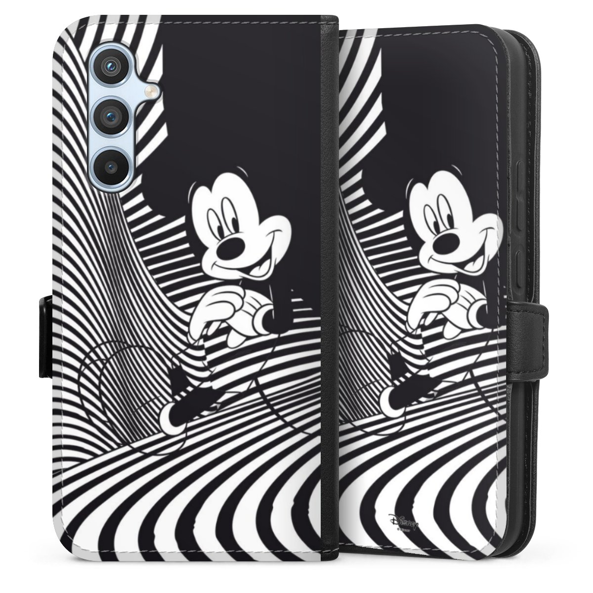 Galaxy A54 5G Handy Klapphülle Handyhülle aus Kunst Leder schwarz Flip Case Disney Official Licensed Product Mickey Mouse Sideflip mit Lasche