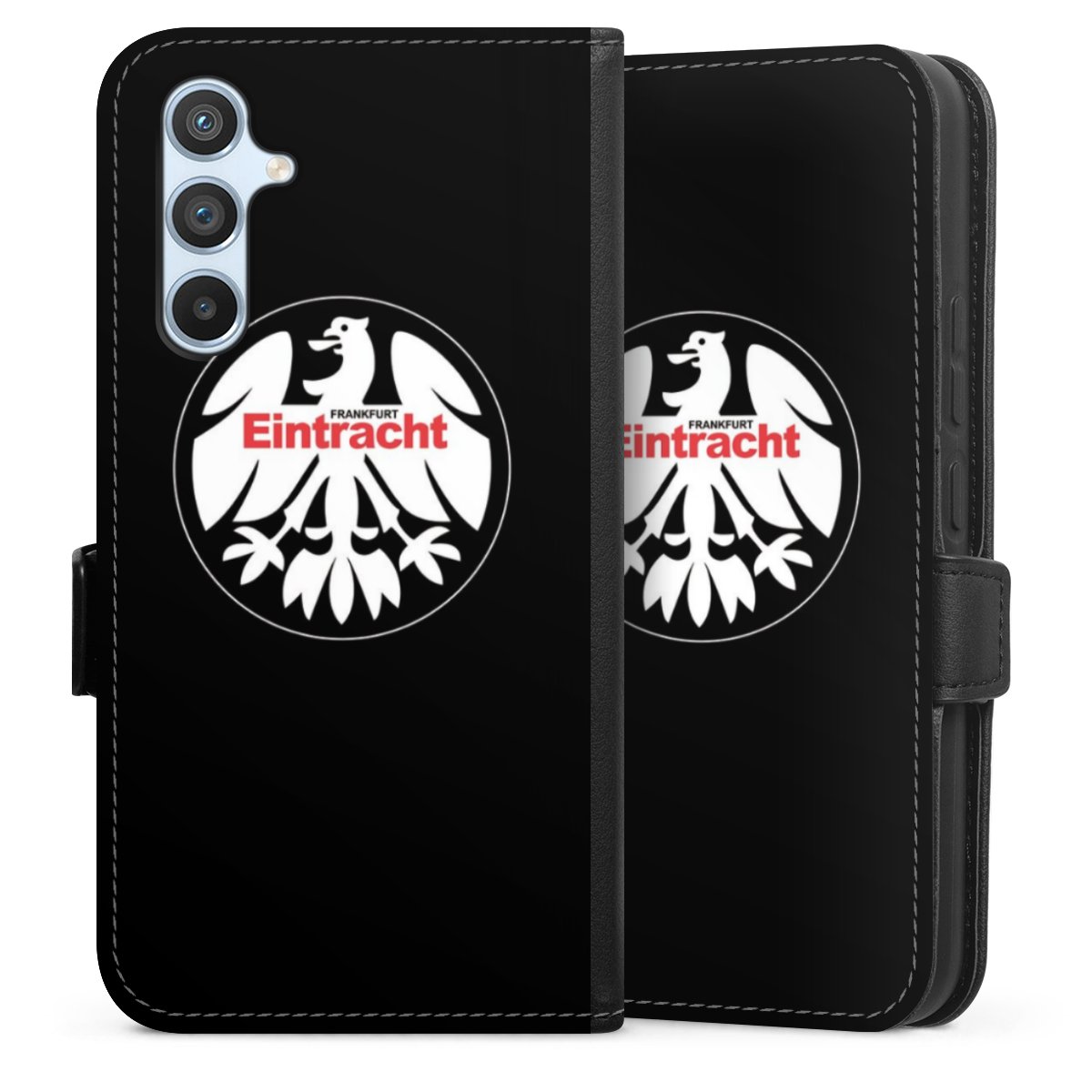 Galaxy A54 5G Handy Klapphülle Handyhülle aus Kunst Leder schwarz Flip Case Official Licensed Product Eintracht Frankfurt Sge Sideflip mit Lasche