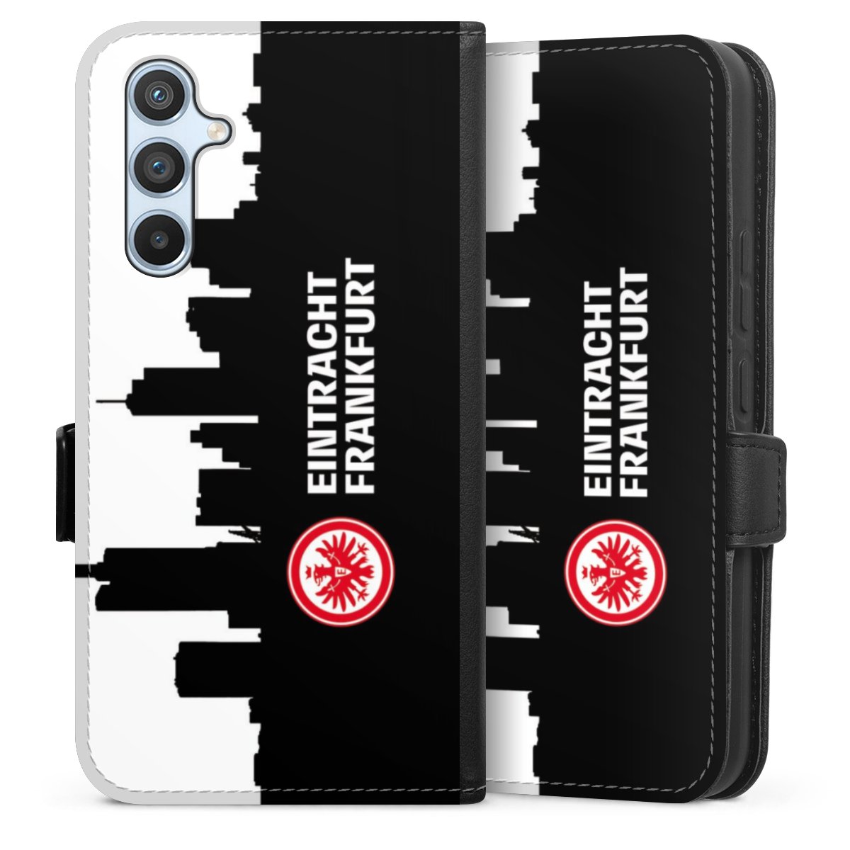 Galaxy A54 5G Handy Klapphülle Handyhülle aus Kunst Leder schwarz Flip Case Sge Eintracht Frankfurt Official Licensed Product Sideflip mit Lasche