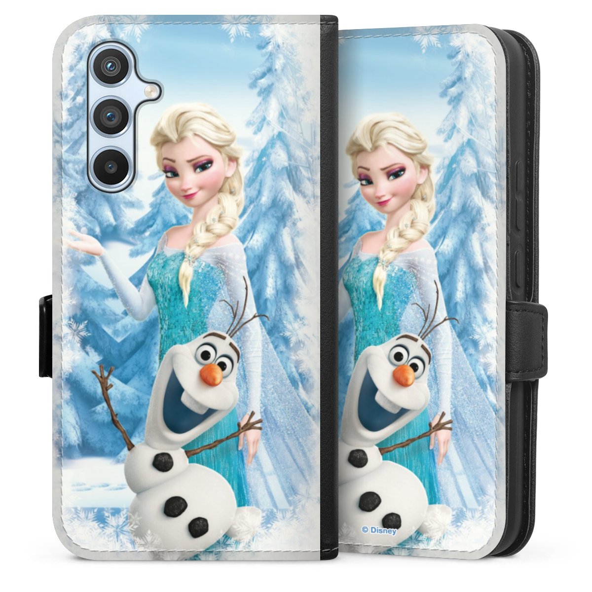 Galaxy A54 5G Handy Klapphülle Handyhülle aus Kunst Leder schwarz Flip Case Official Licensed Product Frozen Elsa Disney Sideflip mit Lasche