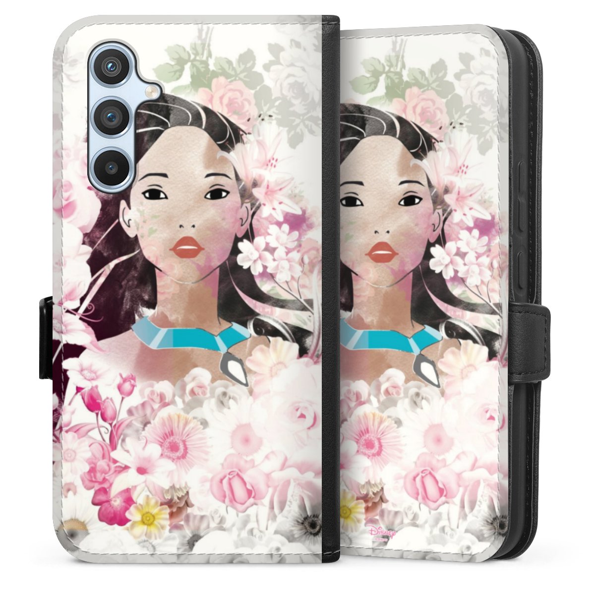 Galaxy A54 5G Handy Klapphülle Handyhülle aus Kunst Leder schwarz Flip Case Pocahontas Official Licensed Product Disney Sideflip mit Lasche