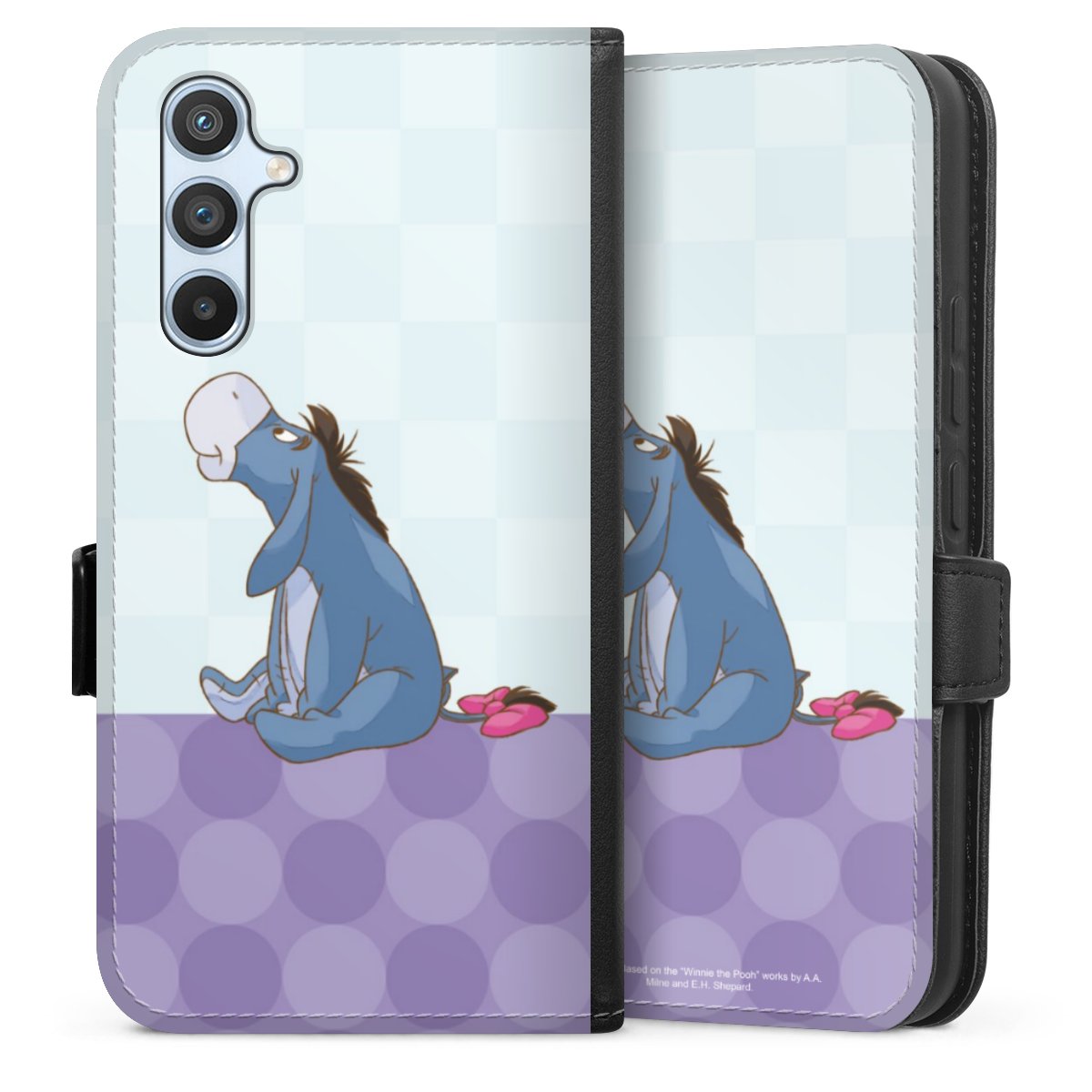 Galaxy A54 5G Handy Klapphülle Handyhülle aus Kunst Leder schwarz Flip Case Disney Donkey Winnie The Pooh Sideflip mit Lasche