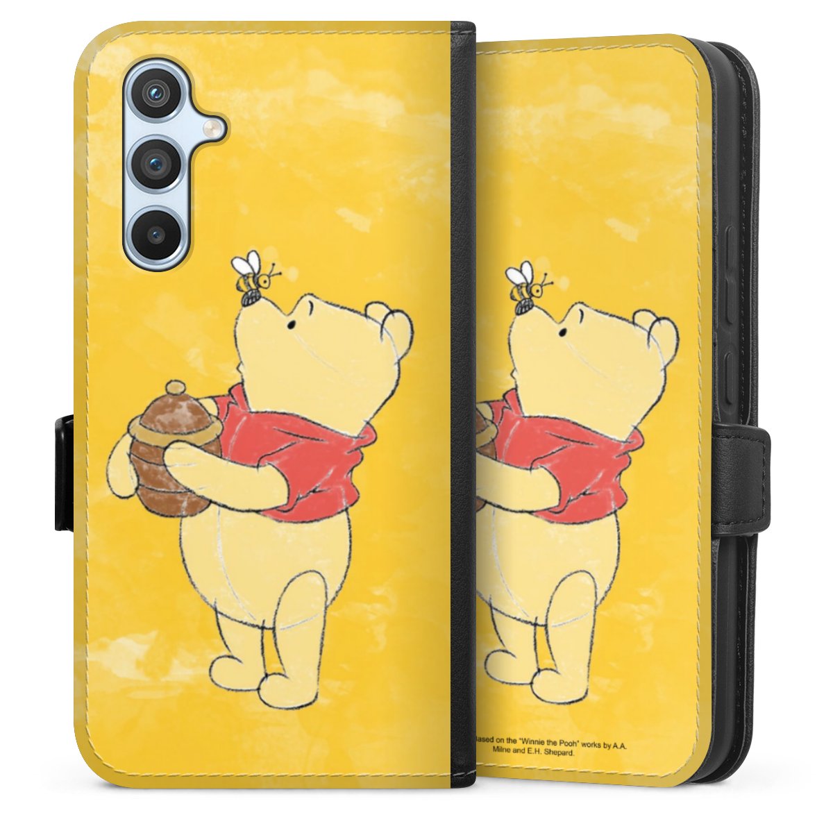 Galaxy A54 5G Handy Klapphülle Handyhülle aus Kunst Leder schwarz Flip Case Official Licensed Product Winnie The Pooh Disney Sideflip mit Lasche