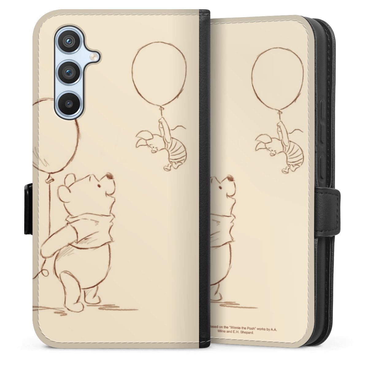 Galaxy A54 5G Handy Klapphülle Handyhülle aus Kunst Leder schwarz Flip Case Official Licensed Product Winnie The Pooh Disney Sideflip mit Lasche