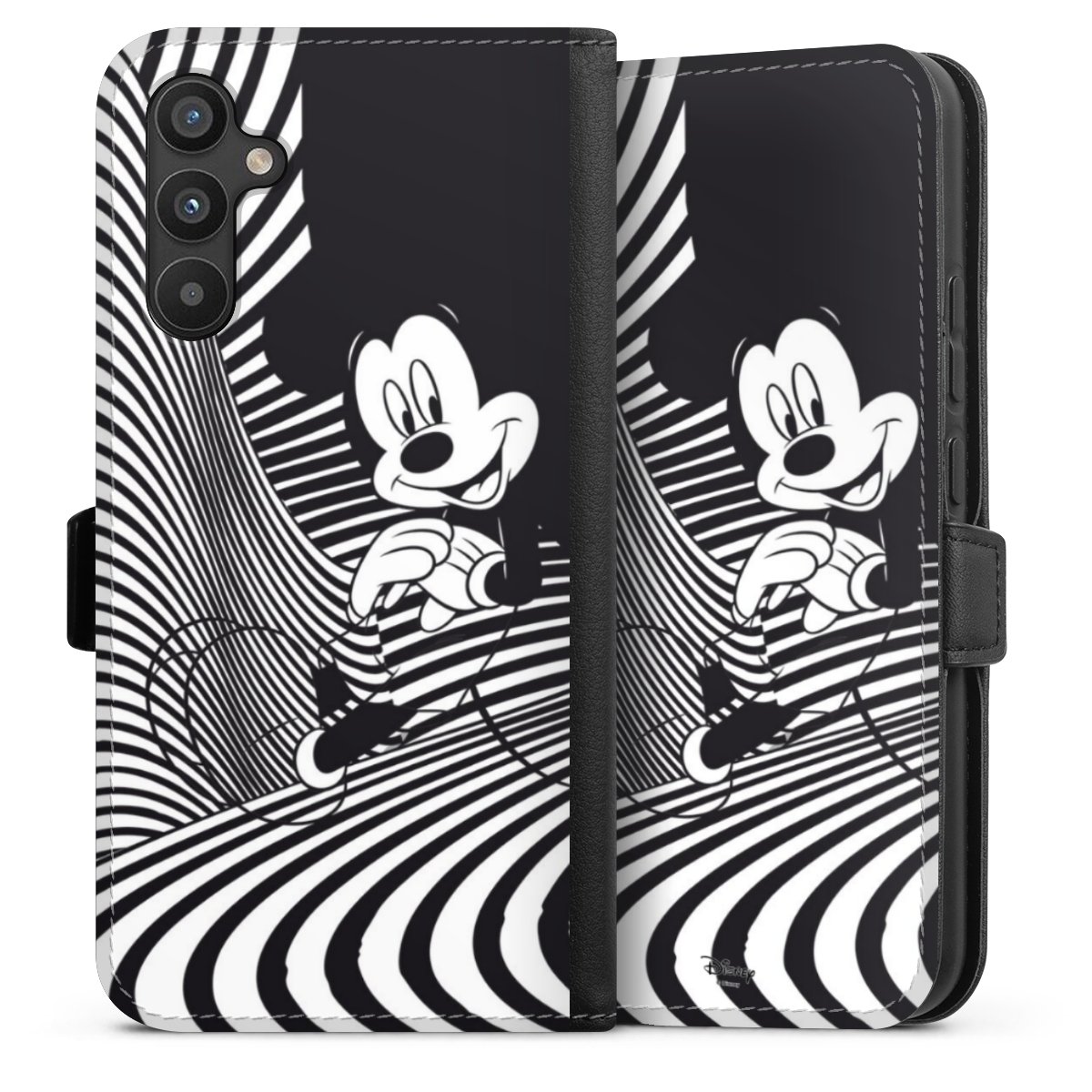 Galaxy A34 5G Handy Klapphülle Handyhülle aus Kunst Leder schwarz Flip Case Disney Official Licensed Product Mickey Mouse Sideflip mit Lasche