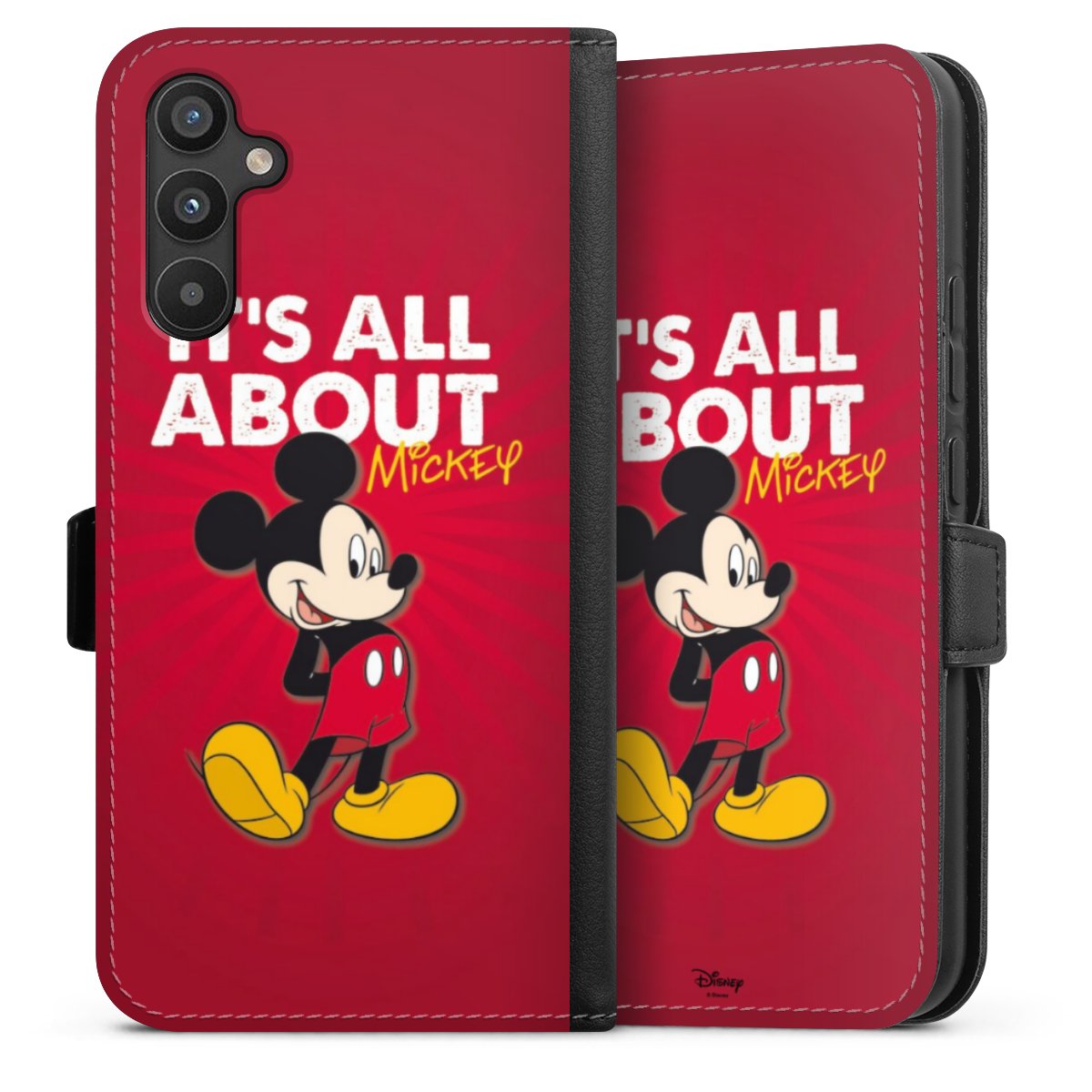 Galaxy A34 5G Handy Klapphülle Handyhülle aus Kunst Leder schwarz Flip Case Mouse Disney Official Licensed Product Sideflip mit Lasche