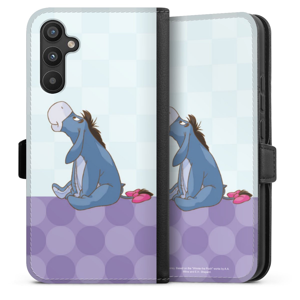 Galaxy A34 5G Handy Klapphülle Handyhülle aus Kunst Leder schwarz Flip Case Disney Donkey Winnie The Pooh Sideflip mit Lasche