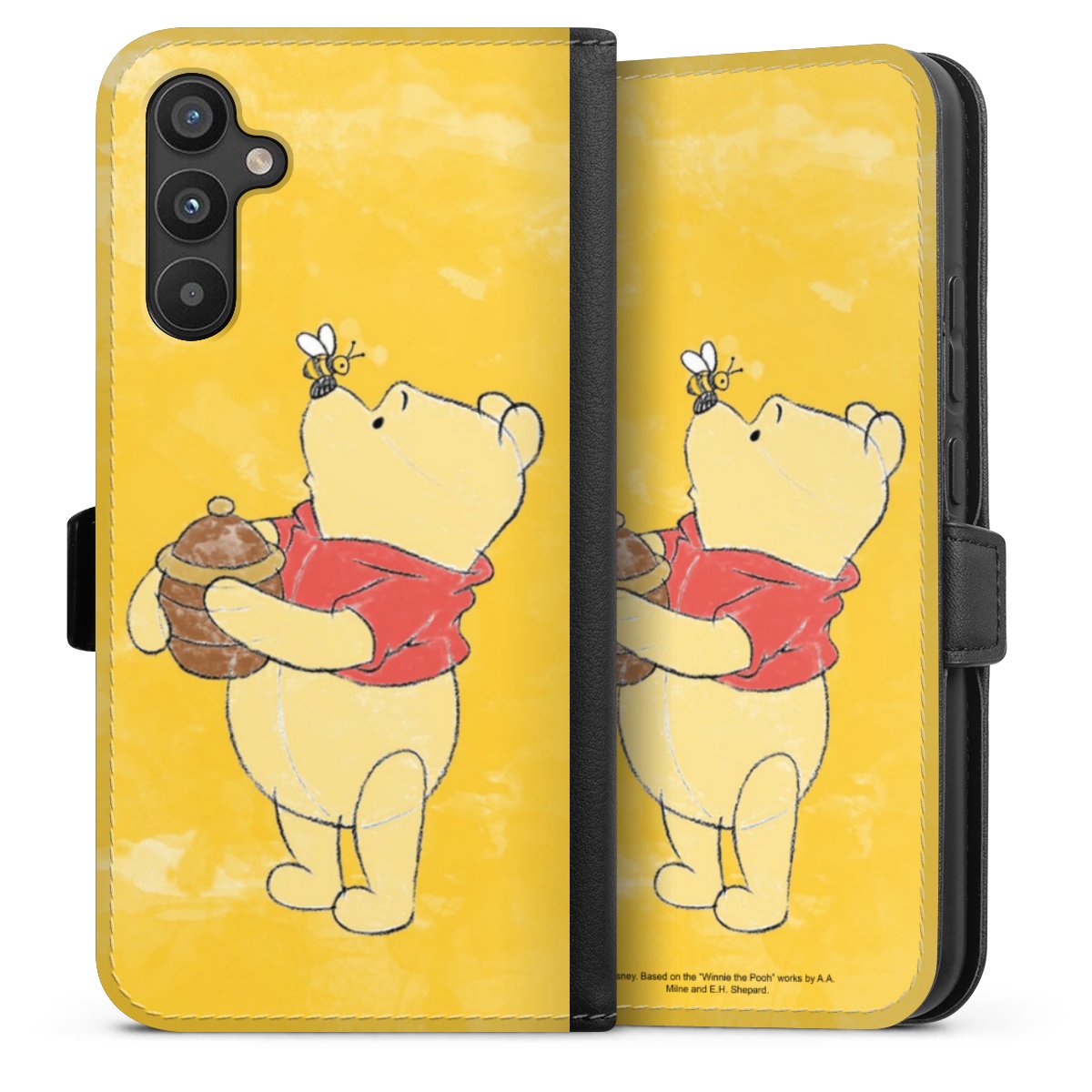 Galaxy A34 5G Handy Klapphülle Handyhülle aus Kunst Leder schwarz Flip Case Official Licensed Product Winnie The Pooh Disney Sideflip mit Lasche