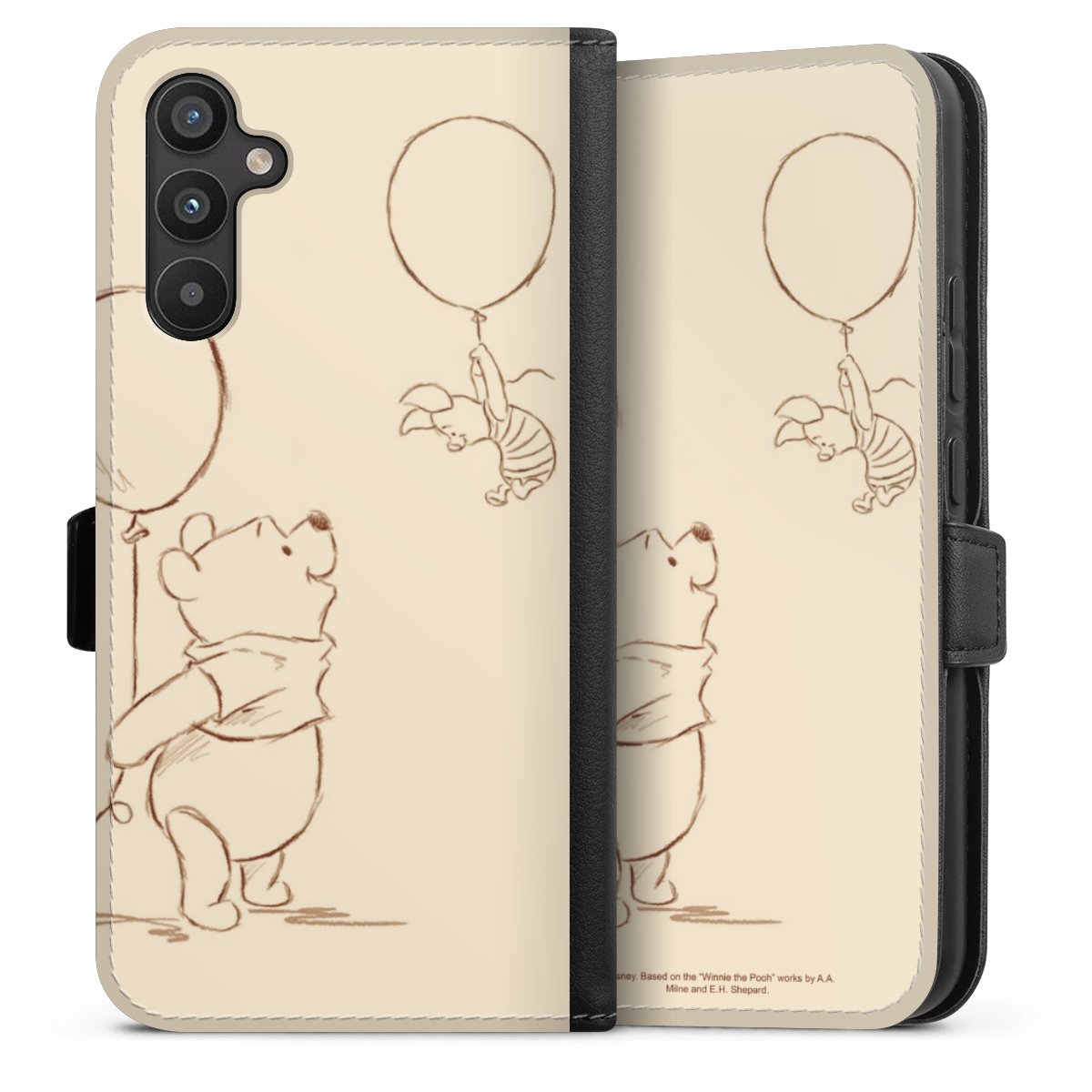 Galaxy A34 5G Handy Klapphülle Handyhülle aus Kunst Leder schwarz Flip Case Official Licensed Product Winnie The Pooh Disney Sideflip mit Lasche