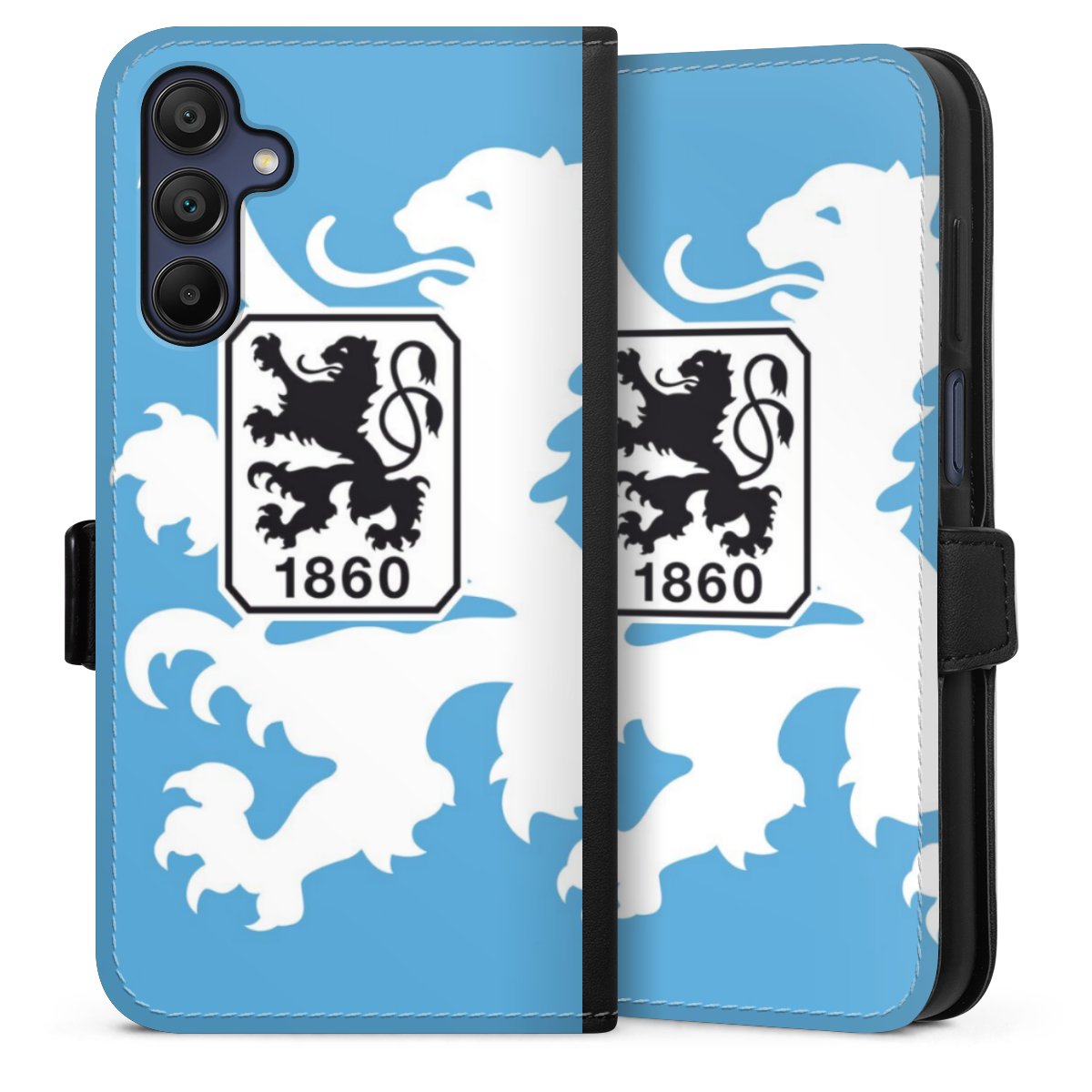 Galaxy A15 5G Handy Klapphülle Handyhülle aus Kunst Leder schwarz Flip Case Coat Of Arms Official Licensed Product Sideflip mit Lasche