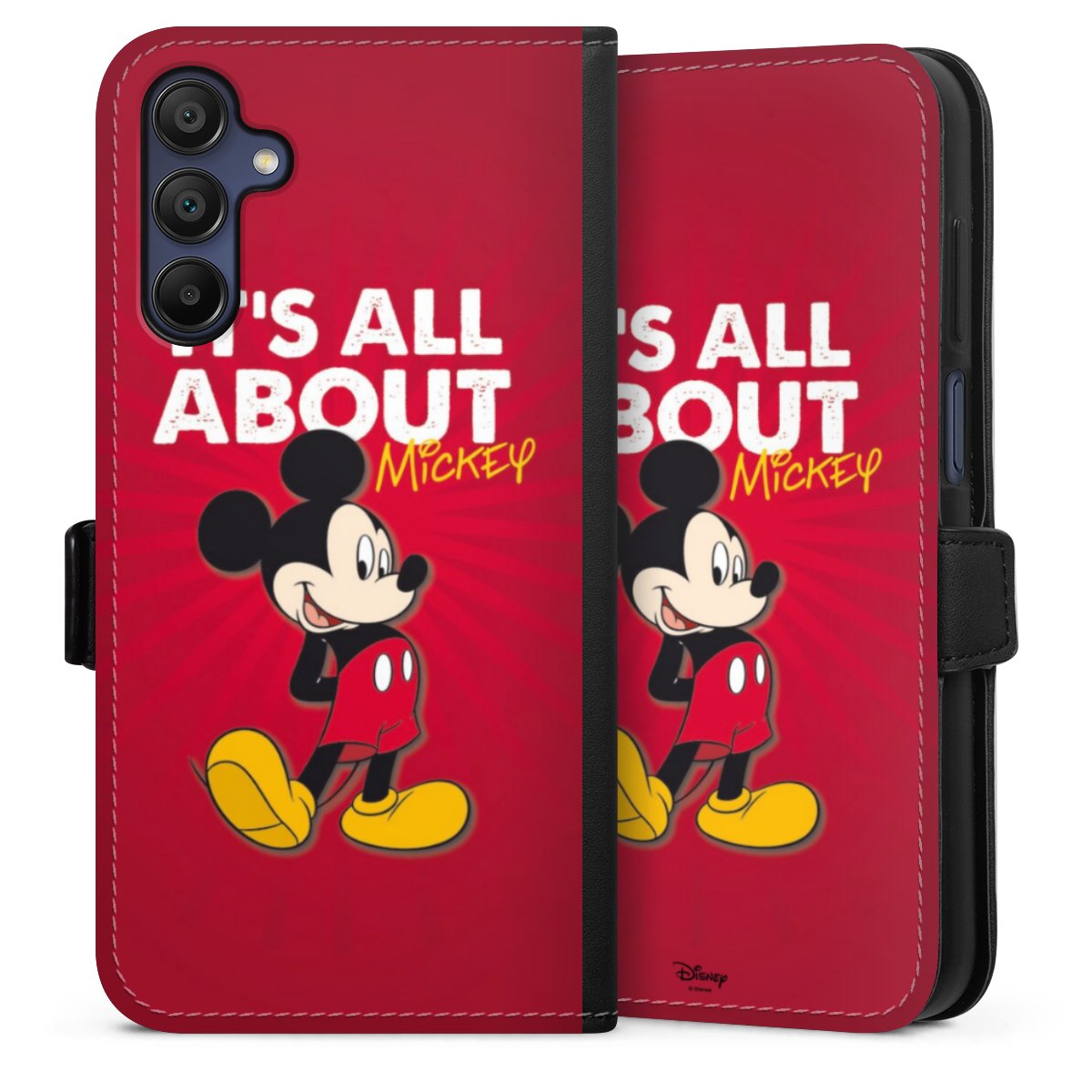 Galaxy A15 5G Handy Klapphülle Handyhülle aus Kunst Leder schwarz Flip Case Mouse Disney Official Licensed Product Sideflip mit Lasche