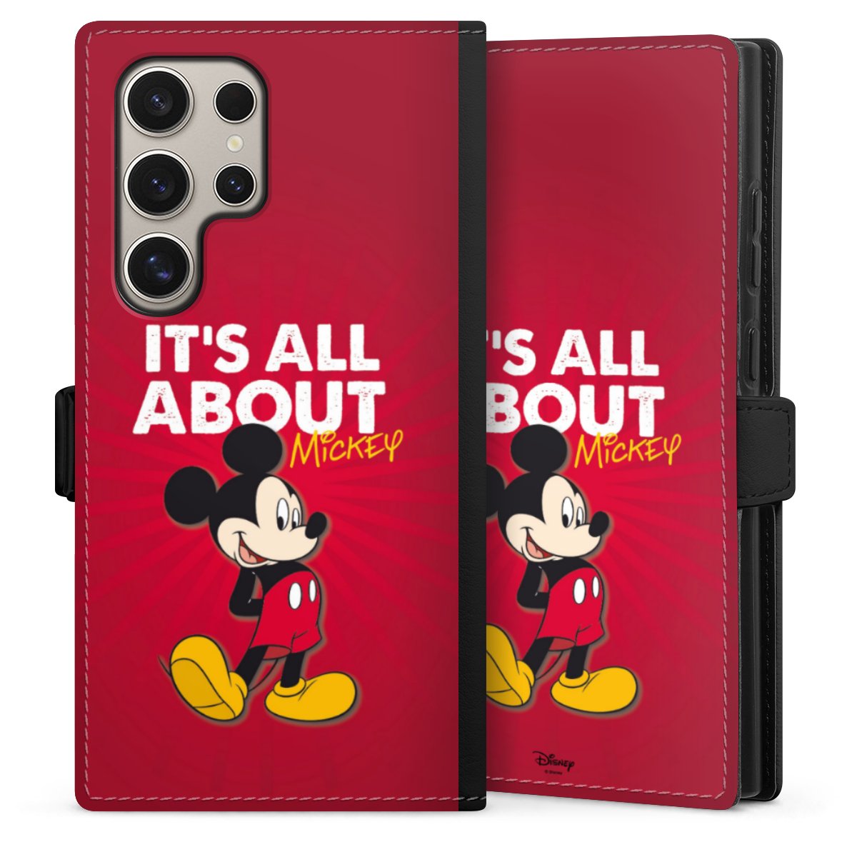 Galaxy S24 Ultra Handy Klapphülle Handyhülle aus Kunst Leder schwarz Flip Case Mouse Disney Official Licensed Product Sideflip mit Lasche