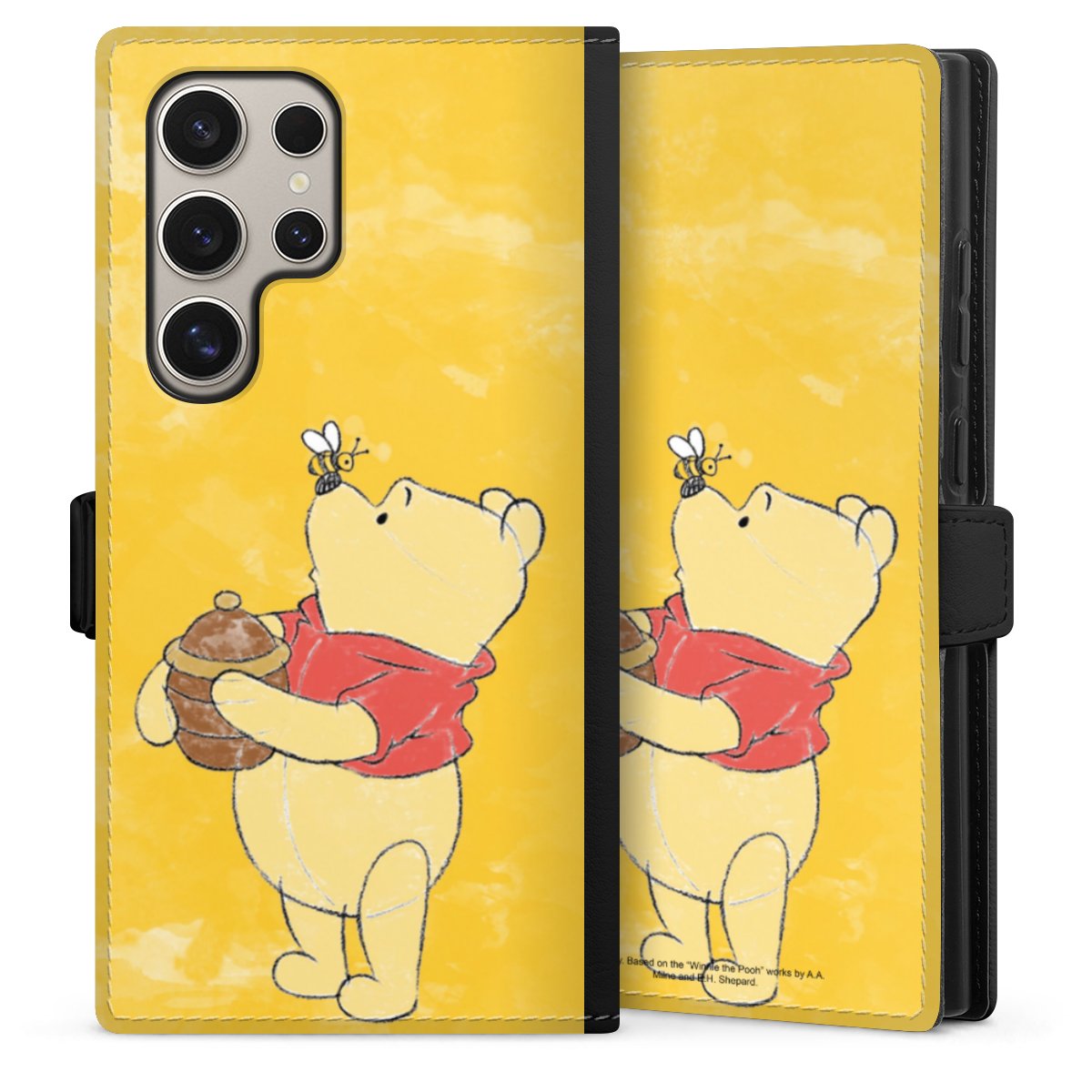 Galaxy S24 Ultra Handy Klapphülle Handyhülle aus Kunst Leder schwarz Flip Case Official Licensed Product Winnie The Pooh Disney Sideflip mit Lasche