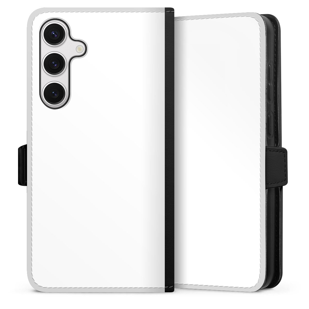 Galaxy S24+ Handy Klapphülle Handyhülle aus Kunst Leder schwarz Flip Case Unicoloured Colour White Sideflip mit Lasche