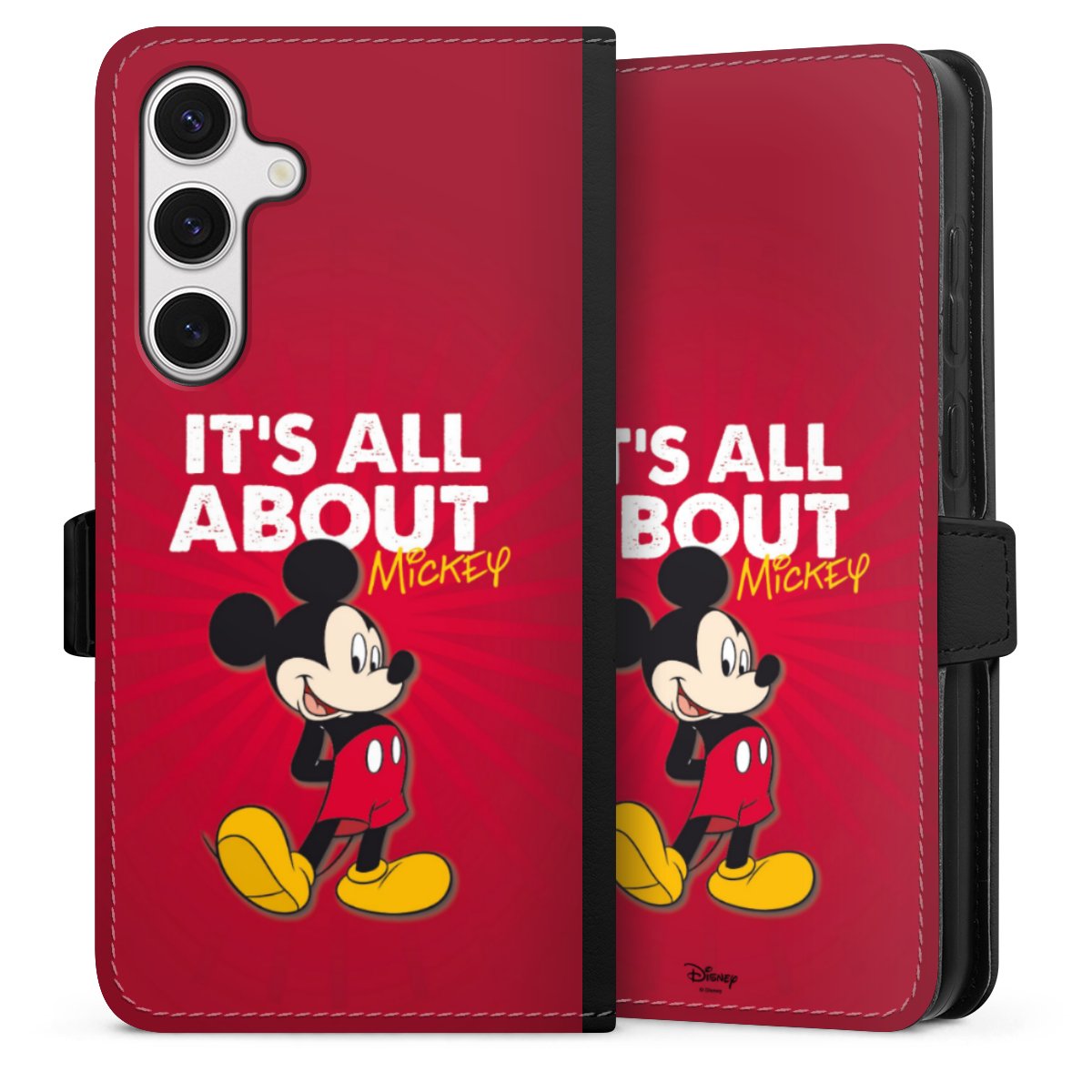 Galaxy S24+ Handy Klapphülle Handyhülle aus Kunst Leder schwarz Flip Case Mouse Disney Official Licensed Product Sideflip mit Lasche