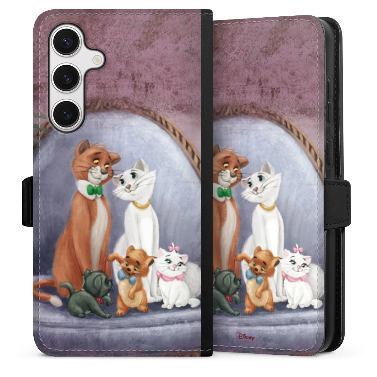 Galaxy S24+ Handy Klapphülle Handyhülle aus Kunst Leder schwarz Flip Case Official Licensed Product Disney Aristocats Sideflip mit Lasche