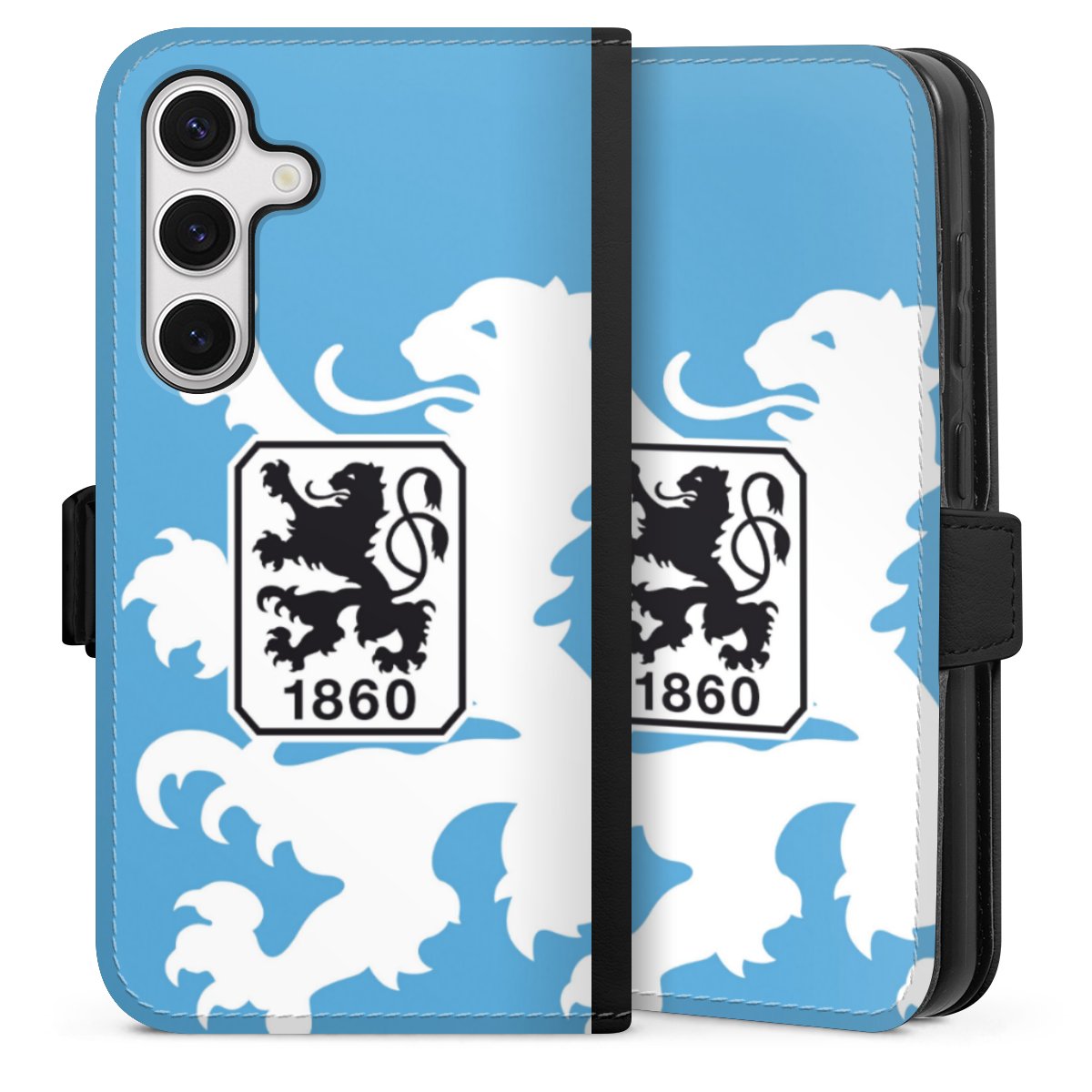 Galaxy S24 Handy Klapphülle Handyhülle aus Kunst Leder schwarz Flip Case Coat Of Arms Official Licensed Product Sideflip mit Lasche