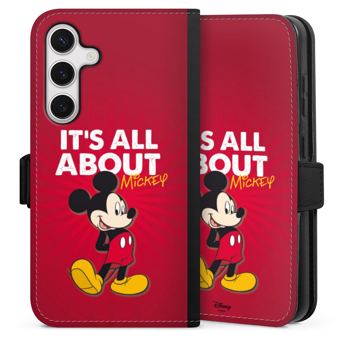 Galaxy S24 Handy Klapphülle Handyhülle aus Kunst Leder schwarz Flip Case Mouse Disney Official Licensed Product Sideflip mit Lasche