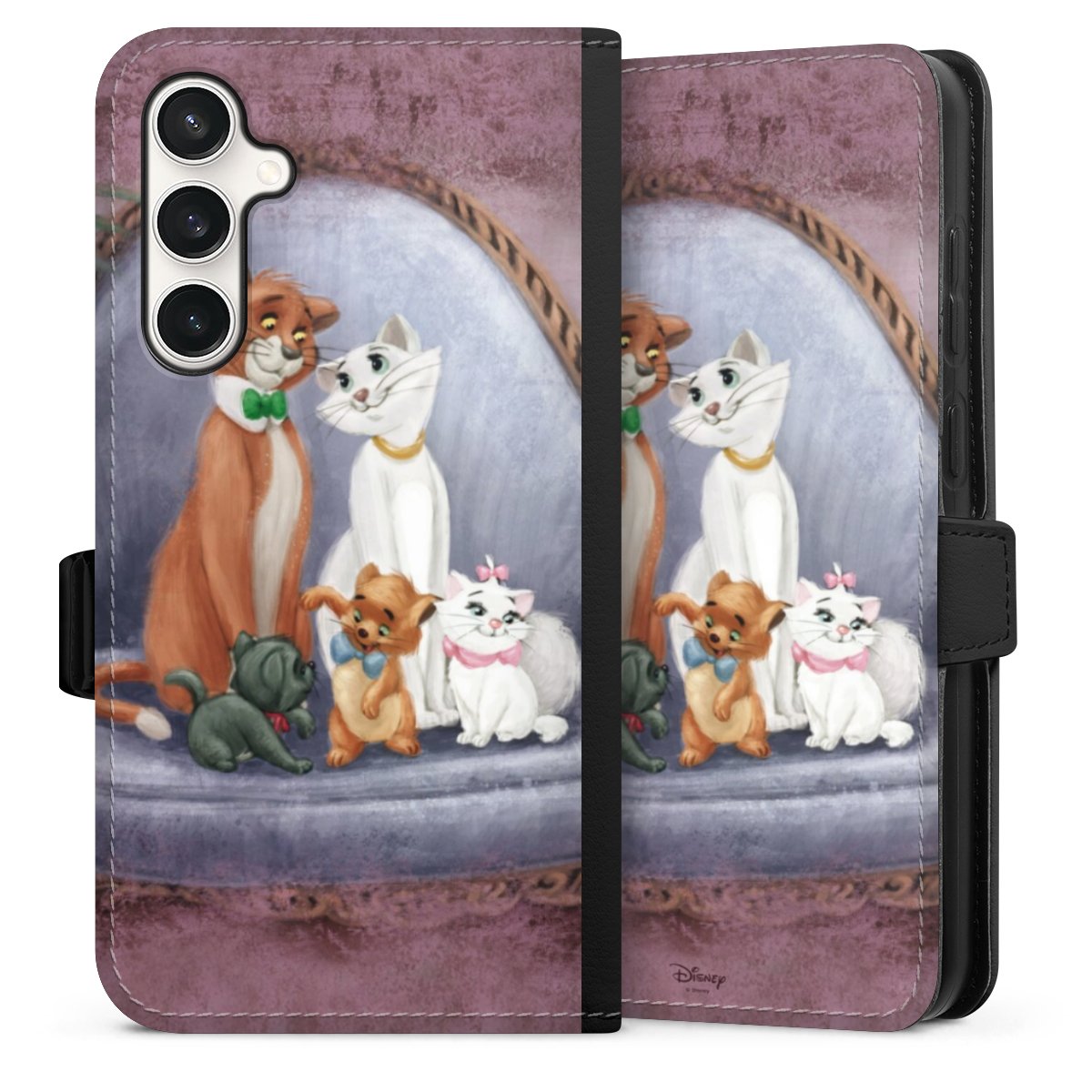 Galaxy S23 FE Handy Klapphülle Handyhülle aus Kunst Leder schwarz Flip Case Official Licensed Product Disney Aristocats Sideflip mit Lasche