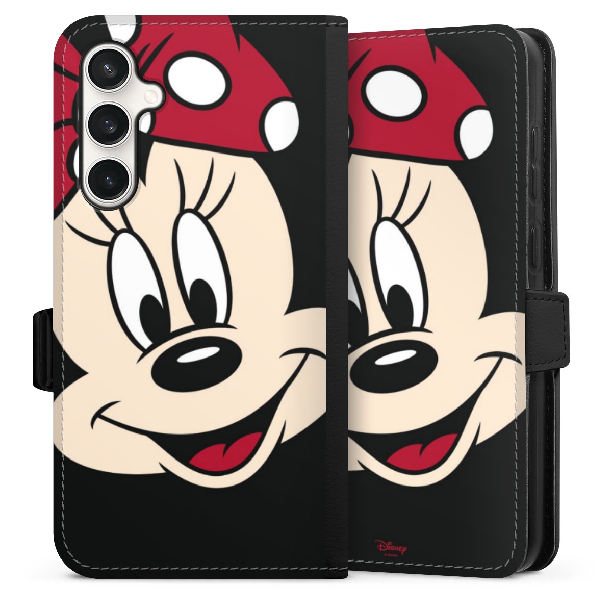 Galaxy S23 FE Handy Klapphülle Handyhülle aus Kunst Leder schwarz Flip Case Minnie Mouse Official Licensed Product Disney Sideflip mit Lasche