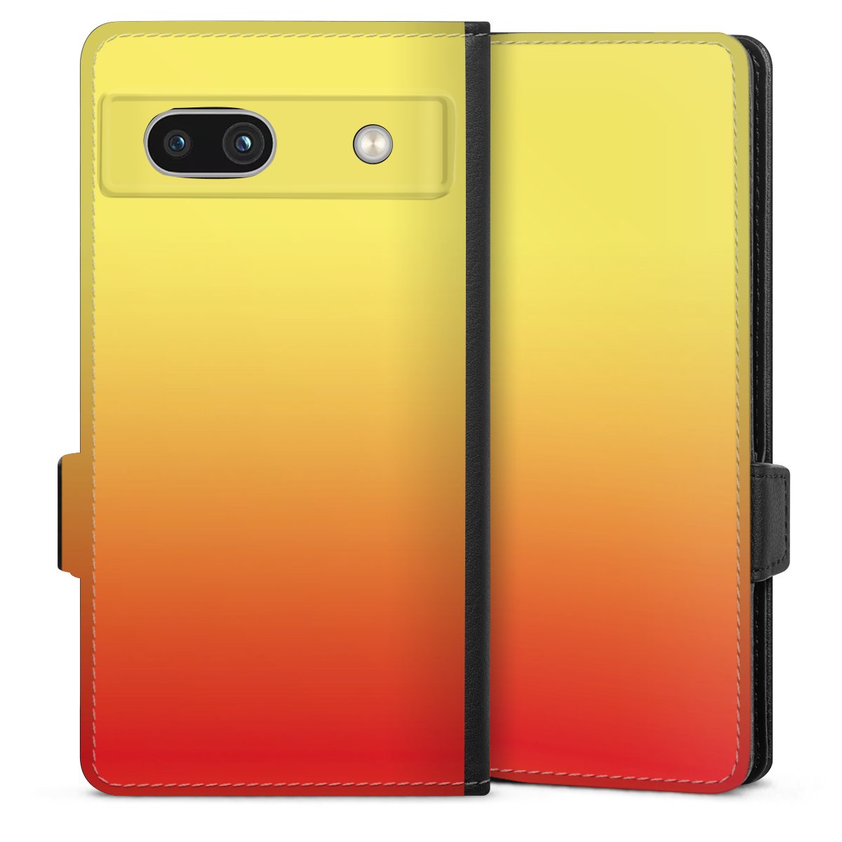 Google Pixel 7a Handy Klapphülle Handyhülle aus Kunst Leder schwarz Flip Case Ombre Two-Tone Sideflip mit Lasche