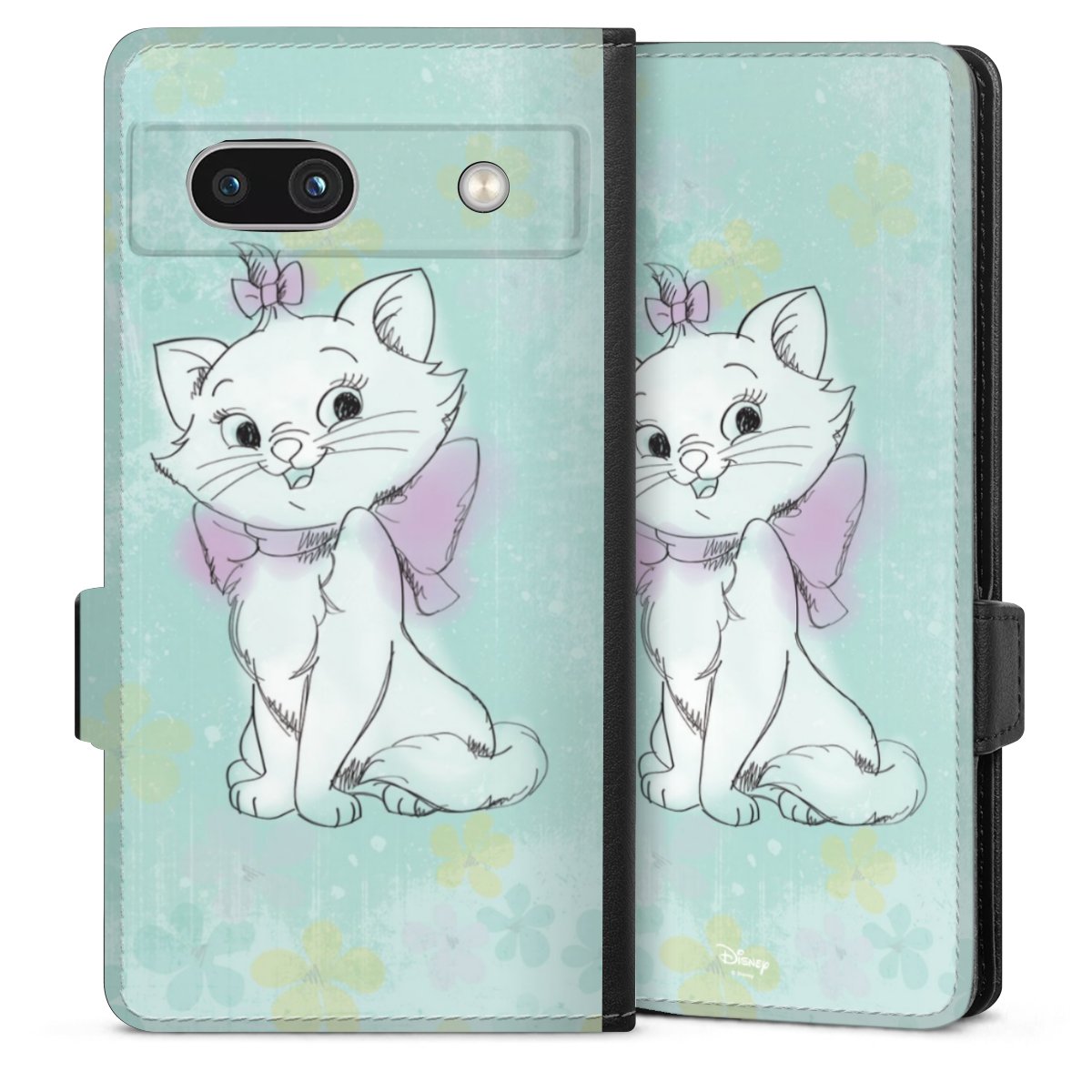 Google Pixel 7a Handy Klapphülle Handyhülle aus Kunst Leder schwarz Flip Case Aristocats Mary Disney Official Licensed Product Sideflip mit Lasche