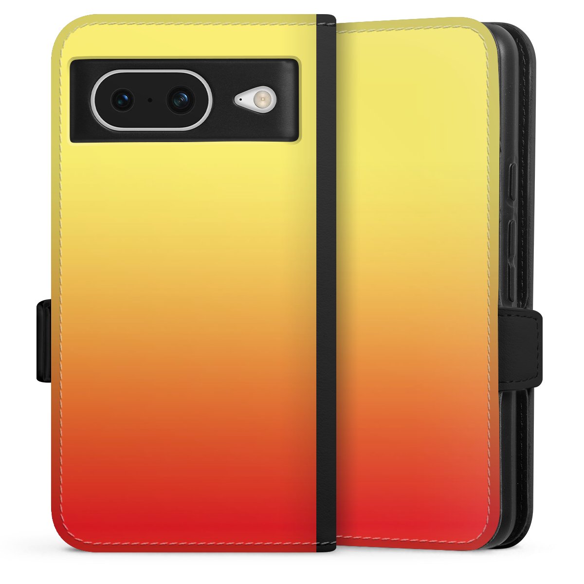 Google Pixel 8 Handy Klapphülle Handyhülle aus Kunst Leder schwarz Flip Case Ombre Two-Tone Sideflip mit Lasche