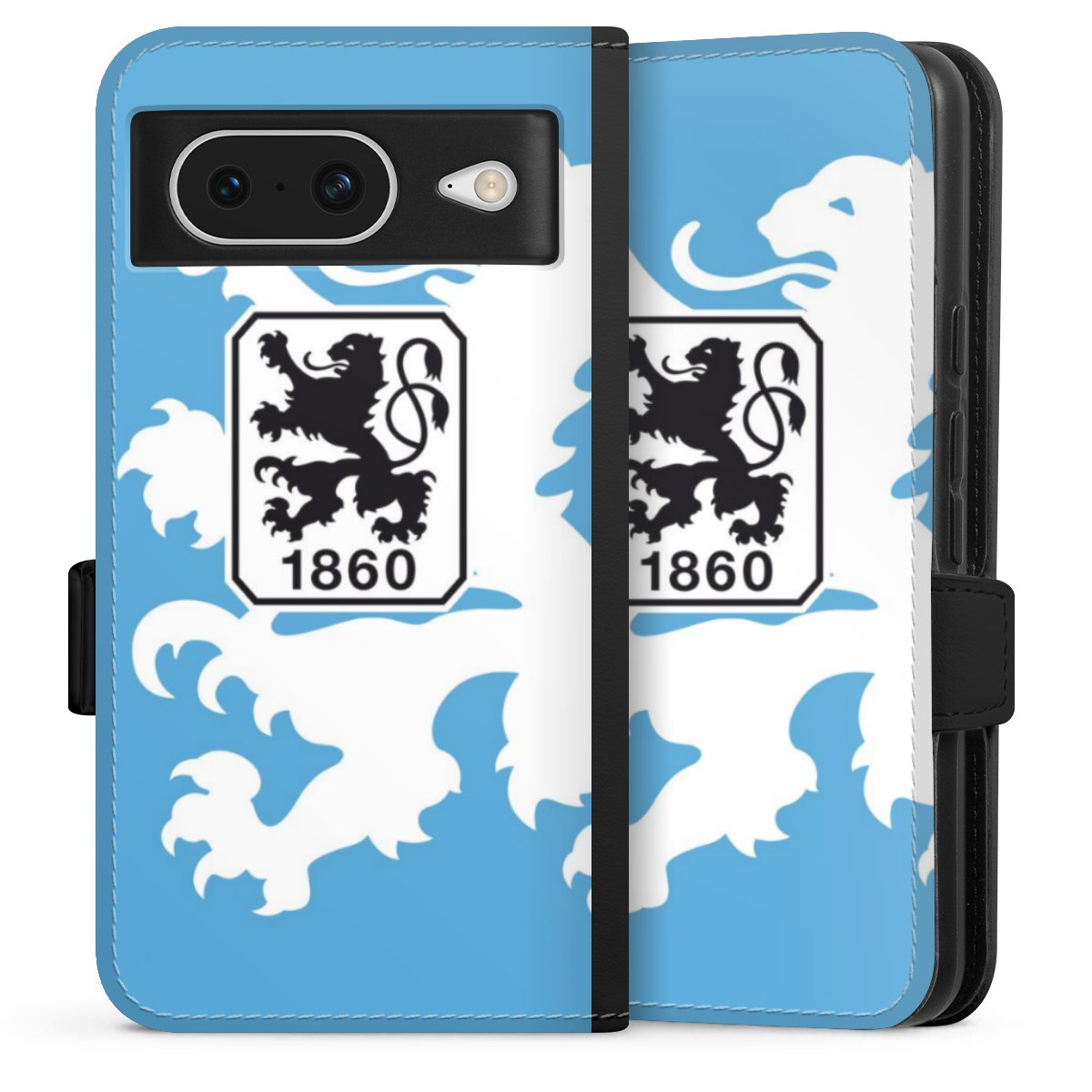 Google Pixel 8 Handy Klapphülle Handyhülle aus Kunst Leder schwarz Flip Case Coat Of Arms Official Licensed Product Sideflip mit Lasche