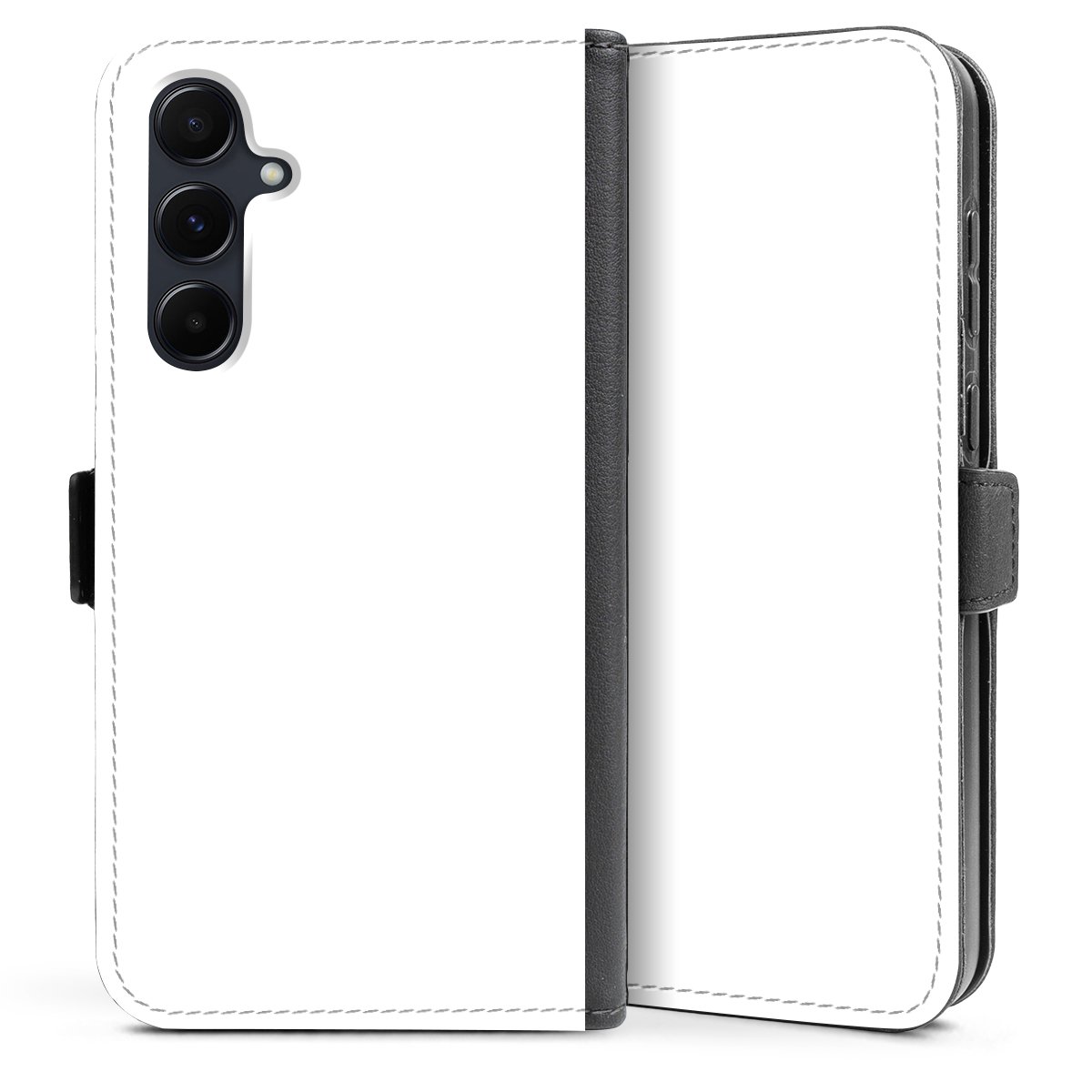 Galaxy A35 5G Handy Klapphülle Handyhülle aus Kunst Leder schwarz Flip Case Unicoloured Colour White Sideflip mit Lasche