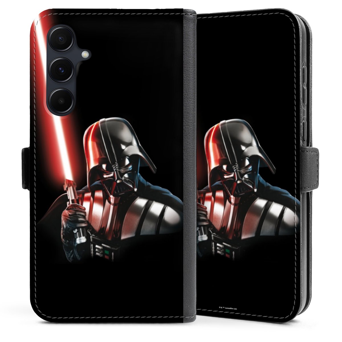 Galaxy A35 5G Handy Klapphülle Handyhülle aus Kunst Leder schwarz Flip Case Star Wars Merchandise Darth Vader Sideflip mit Lasche