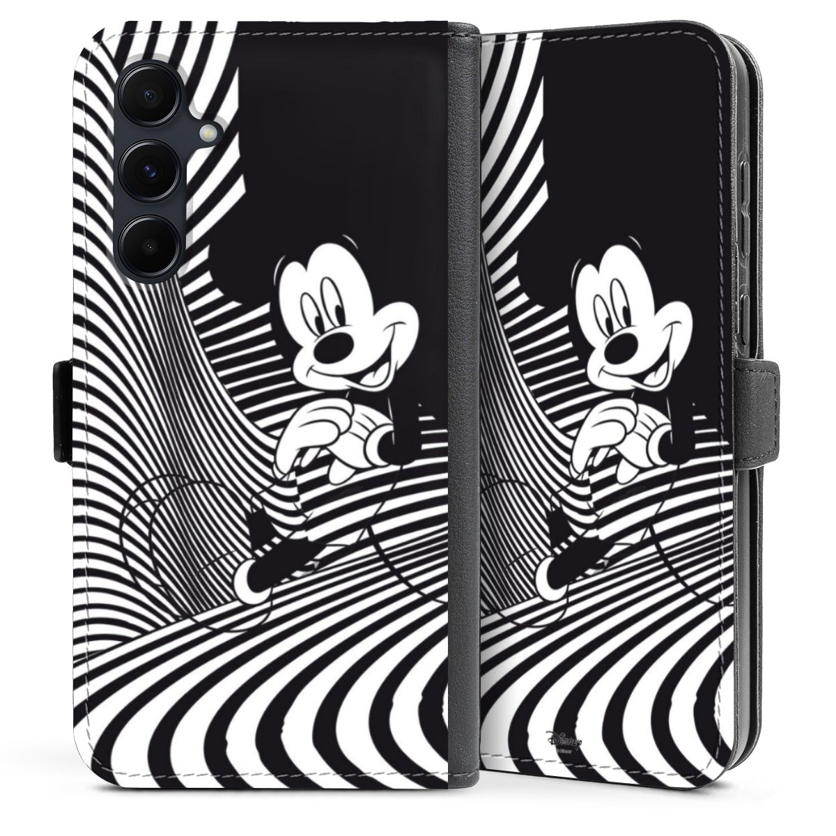 Galaxy A35 5G Handy Klapphülle Handyhülle aus Kunst Leder schwarz Flip Case Disney Official Licensed Product Mickey Mouse Sideflip mit Lasche