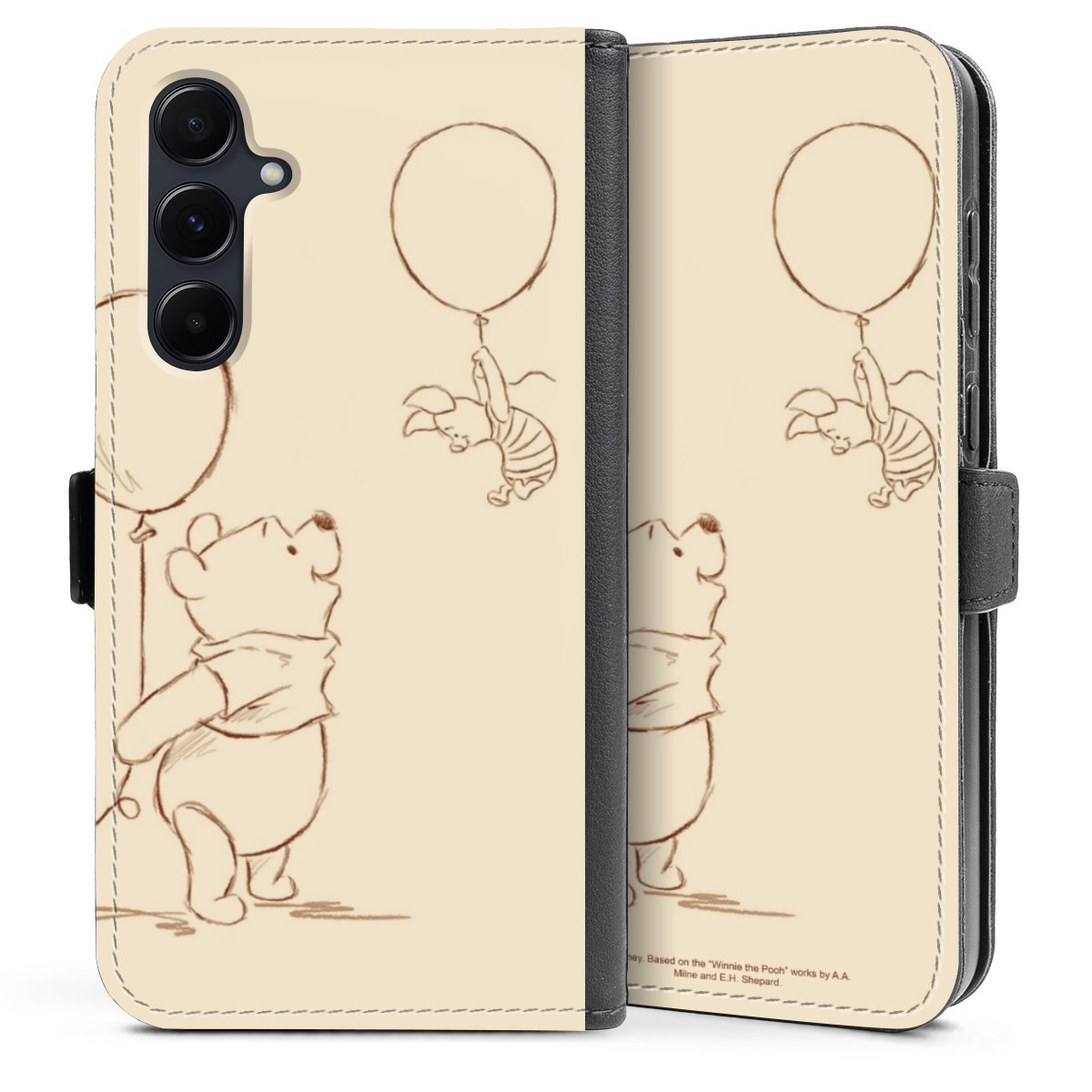 Galaxy A35 5G Handy Klapphülle Handyhülle aus Kunst Leder schwarz Flip Case Official Licensed Product Winnie The Pooh Disney Sideflip mit Lasche