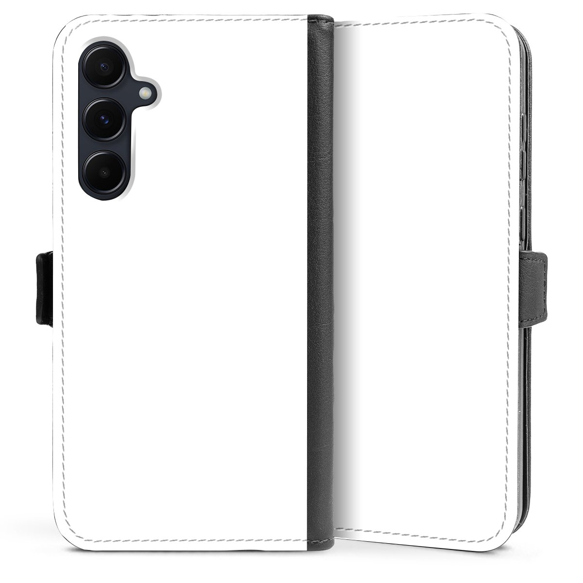 Galaxy A55 5G Handy Klapphülle Handyhülle aus Kunst Leder schwarz Flip Case Unicoloured Colour White Sideflip mit Lasche