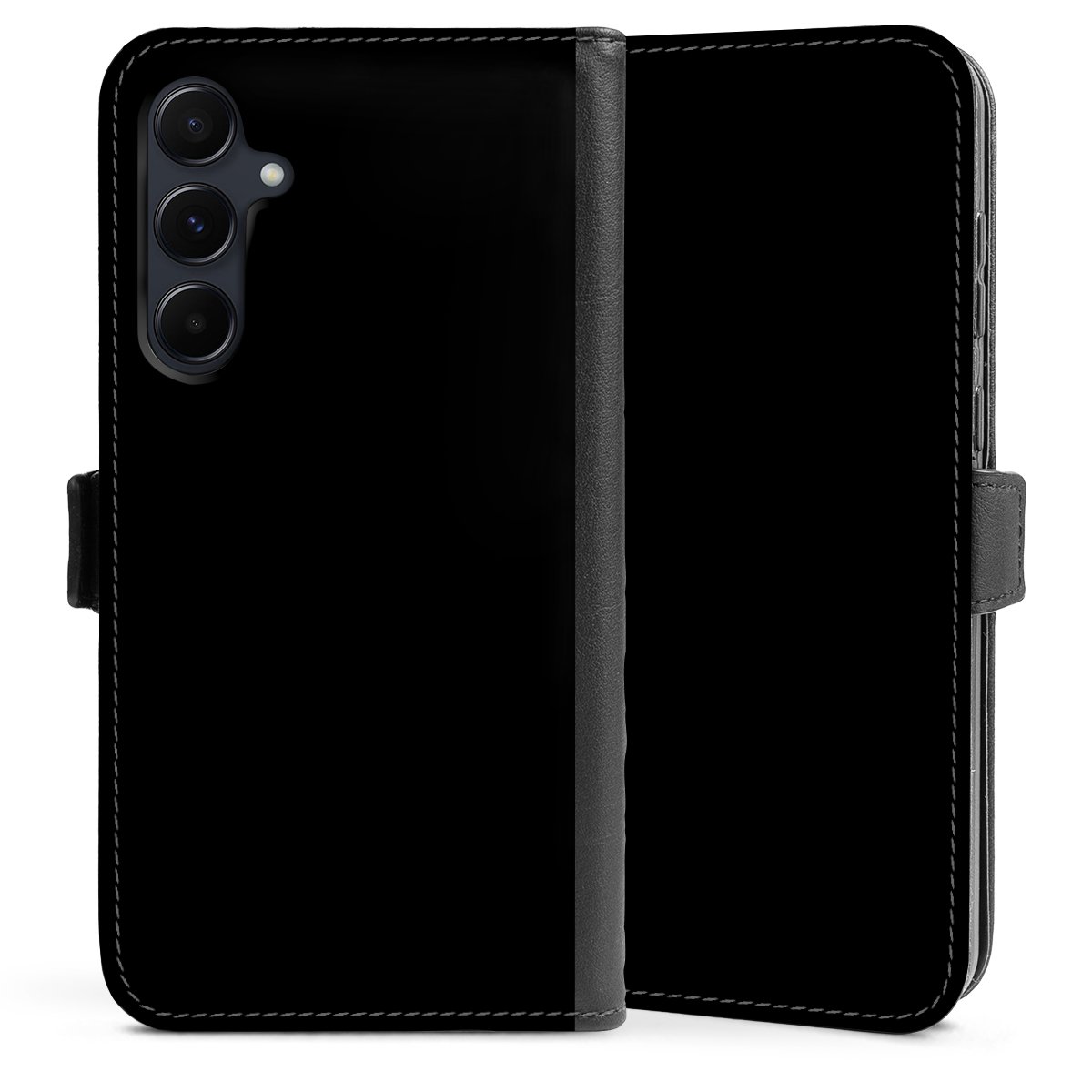 Galaxy A55 5G Handy Klapphülle Handyhülle aus Kunst Leder schwarz Flip Case Black Colour Unicoloured Sideflip mit Lasche