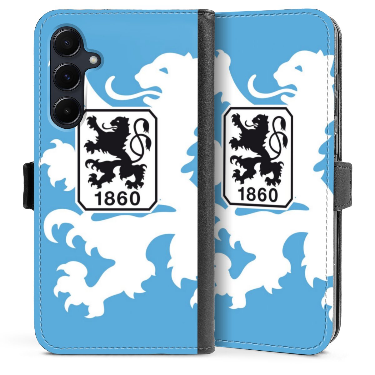 Galaxy A55 5G Handy Klapphülle Handyhülle aus Kunst Leder schwarz Flip Case Coat Of Arms Official Licensed Product Sideflip mit Lasche