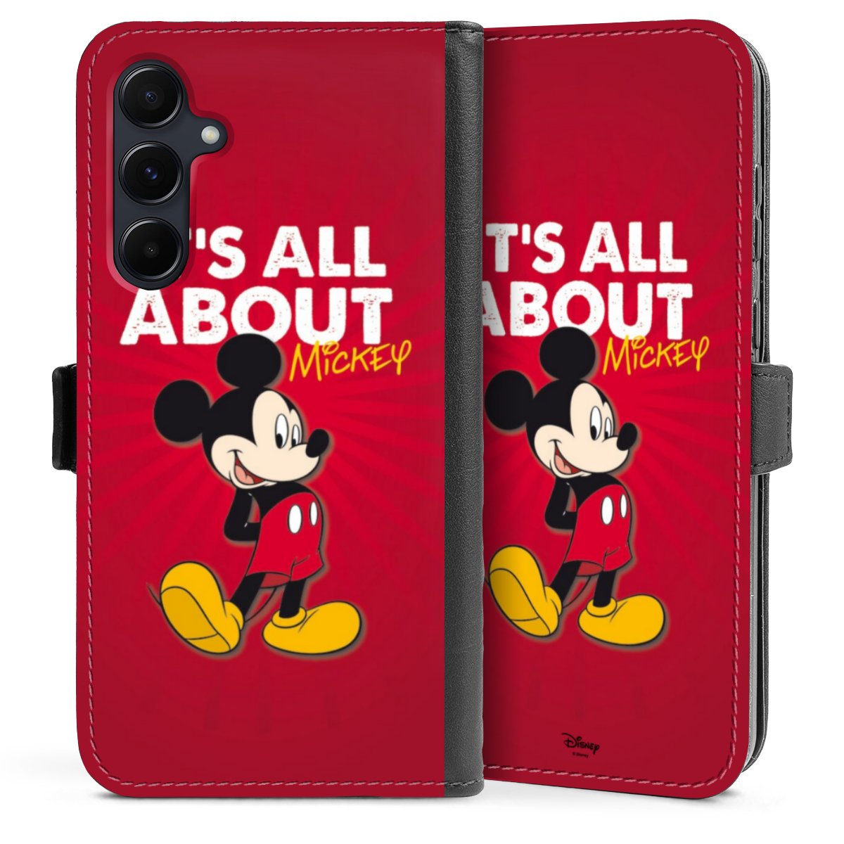 Galaxy A55 5G Handy Klapphülle Handyhülle aus Kunst Leder schwarz Flip Case Mouse Disney Official Licensed Product Sideflip mit Lasche