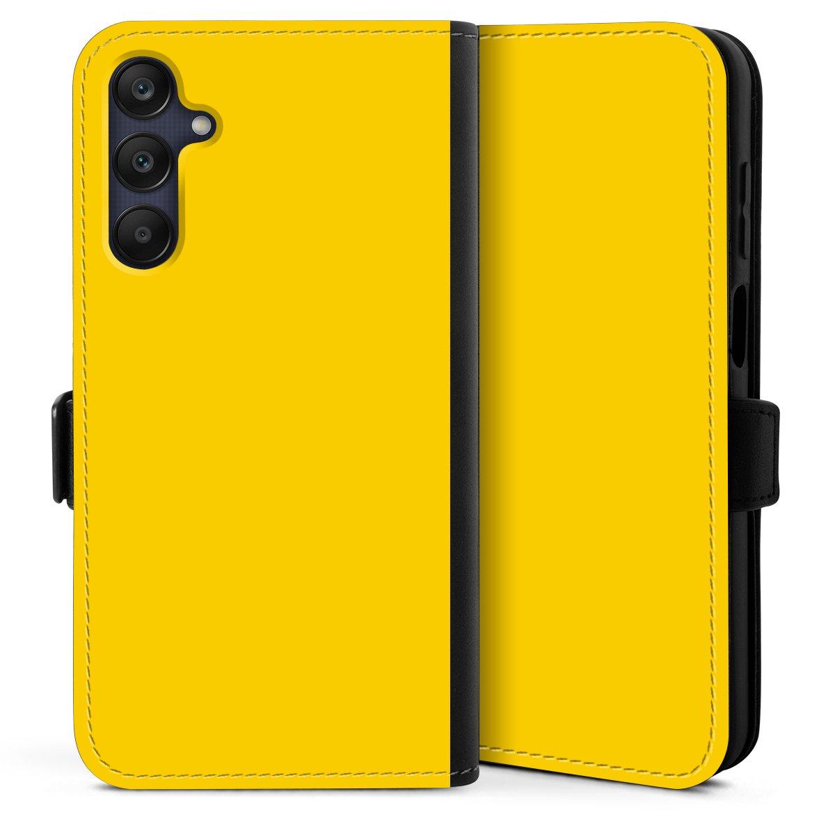 Galaxy A25 5G Handy Klapphülle Handyhülle aus Kunst Leder schwarz Flip Case Yellow Unicoloured Colour Sideflip mit Lasche