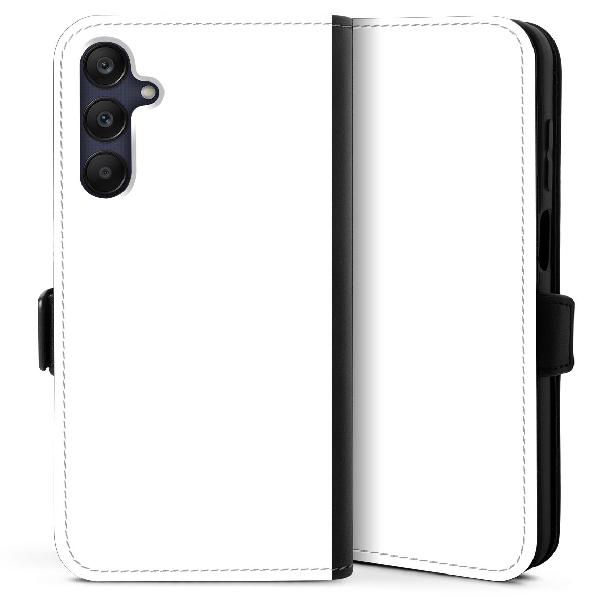 Galaxy A25 5G Handy Klapphülle Handyhülle aus Kunst Leder schwarz Flip Case Unicoloured Colour White Sideflip mit Lasche