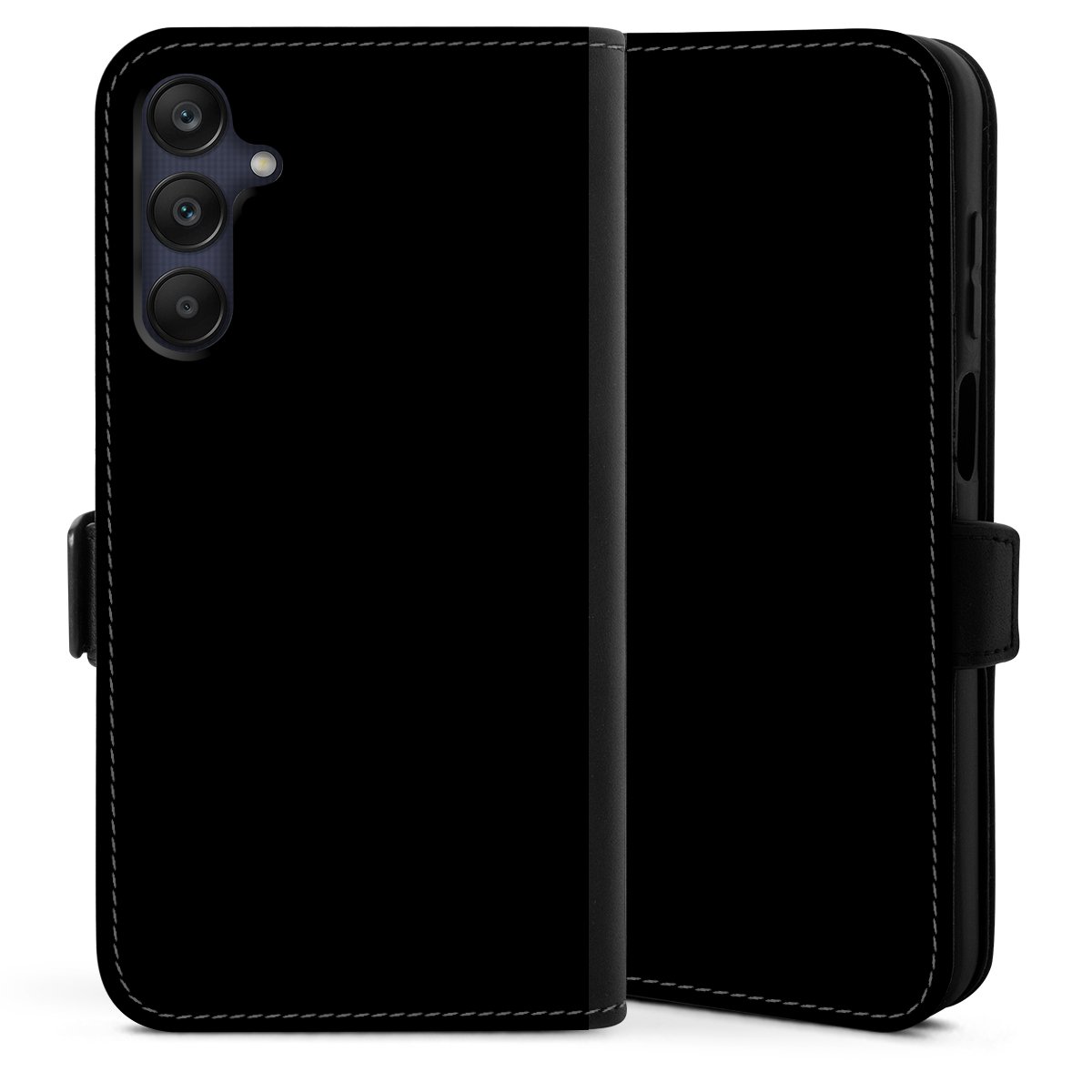 Galaxy A25 5G Handy Klapphülle Handyhülle aus Kunst Leder schwarz Flip Case Black Colour Unicoloured Sideflip mit Lasche