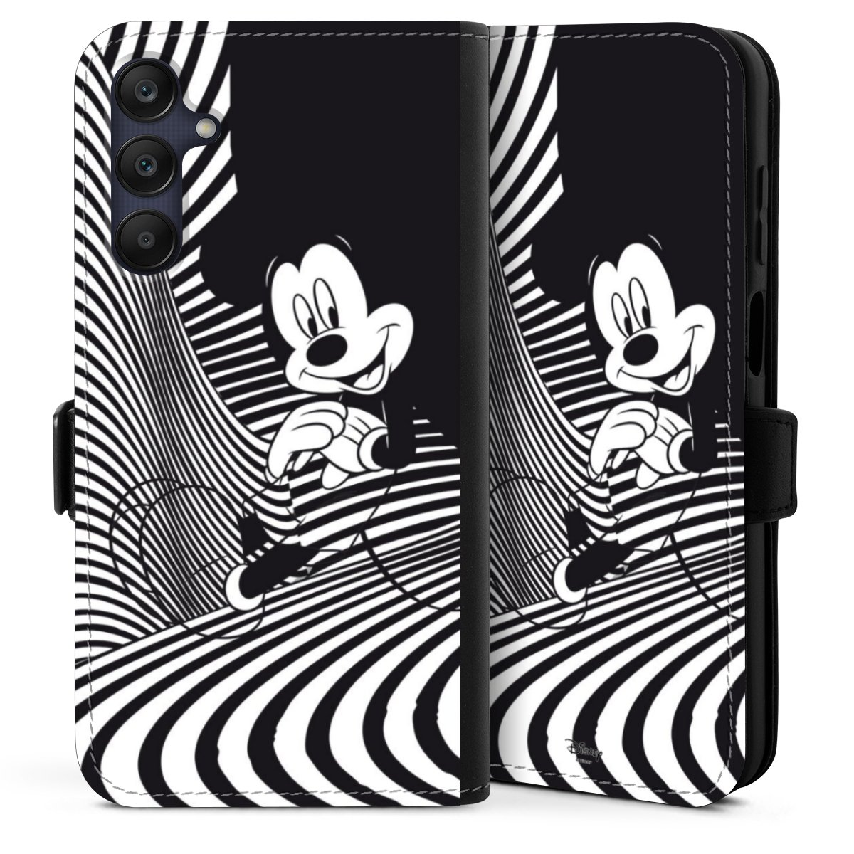 Galaxy A25 5G Handy Klapphülle Handyhülle aus Kunst Leder schwarz Flip Case Disney Official Licensed Product Mickey Mouse Sideflip mit Lasche